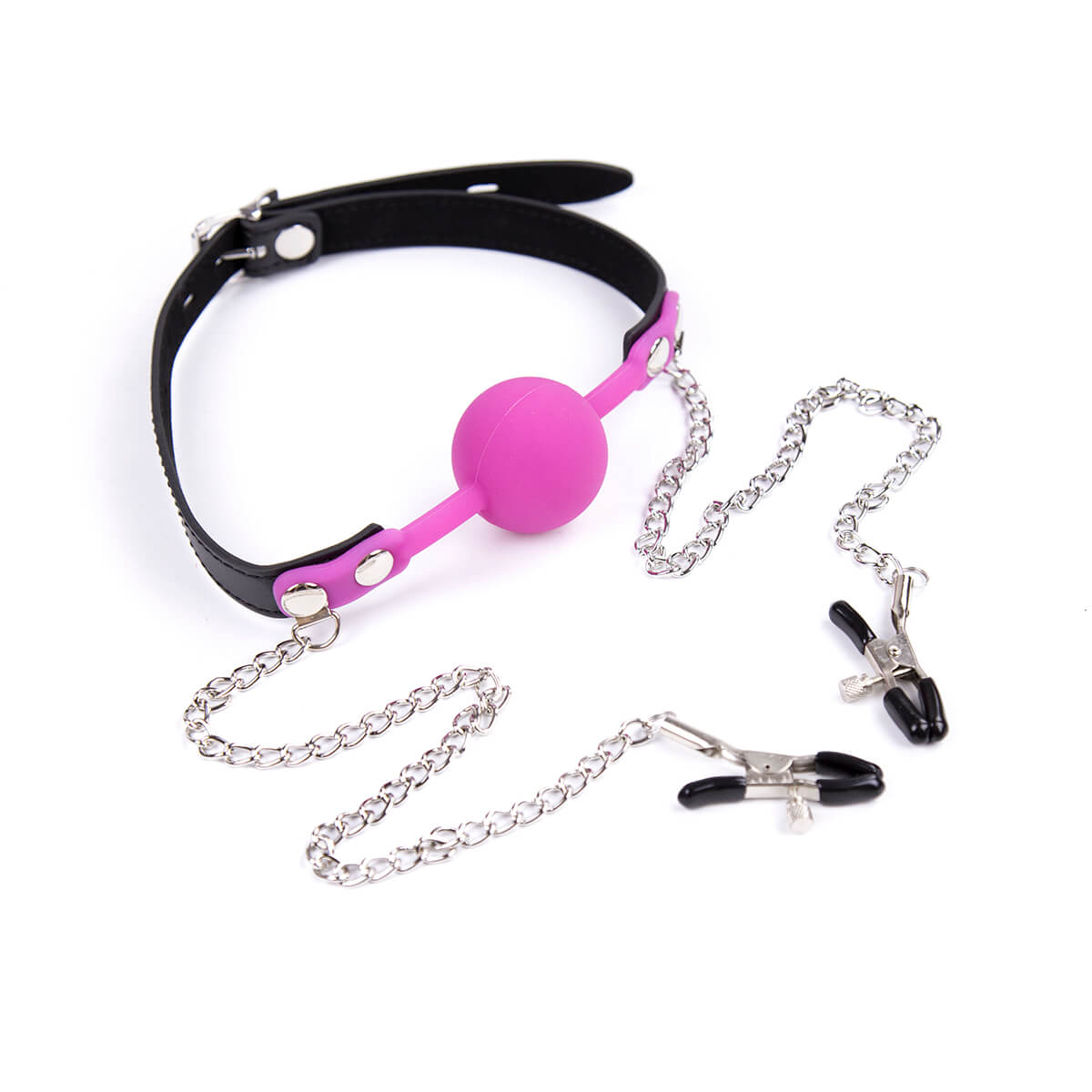 Ball gag with nipple clamp - TRYFM.COM