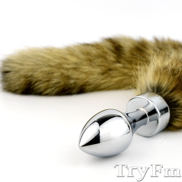 Metal Anal Butt Plug Furry Long Fox Tail Bunny Adult Toy Smooth Stainless  Steel