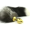 Nature black tail with stainless steel gold butt plug